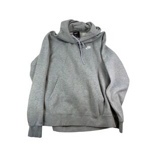 Nike Sportswear Club Fleece Hoodie Heather Grey Pullover Womens Medium